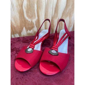Marbella Women's Red Strap Shoes Size 9 1 3/4" Heel